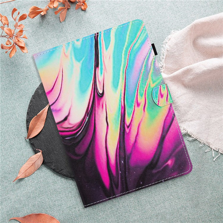 For Samsung Galaxy Tab A8 10.5 (2021) X205 X200 / (2022) Case Pattern PU Leather Stand Cover - Rose+Blue Marble