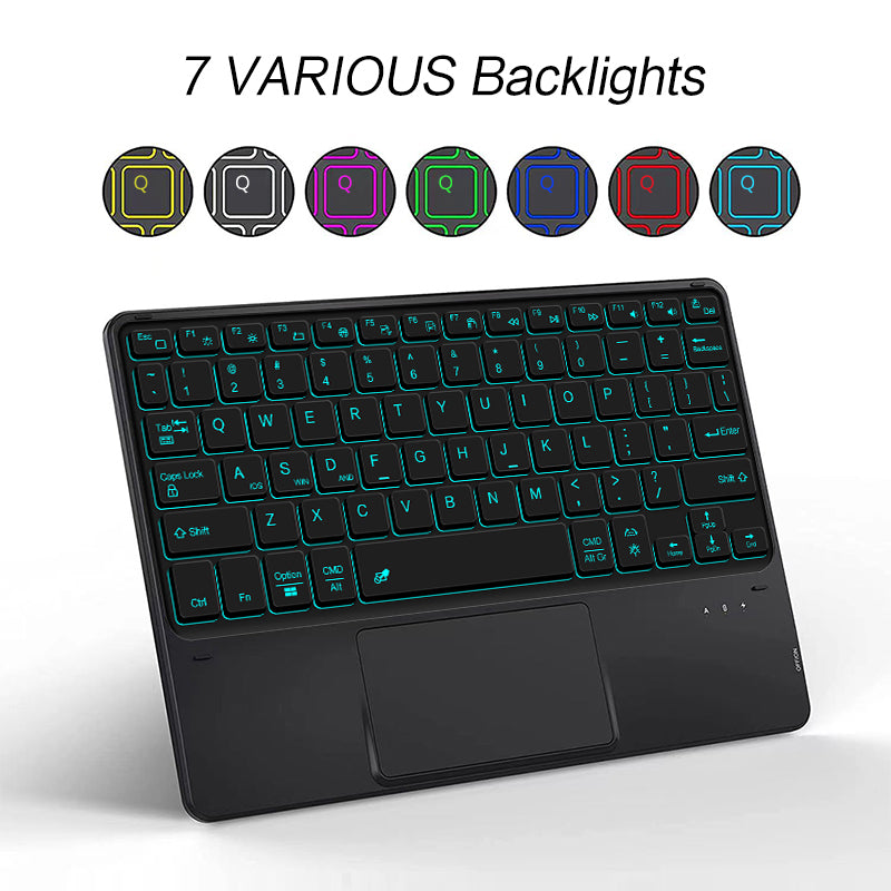 For Samsung Galaxy Tab S9 FE Backlight Touchpad Bluetooth Keyboard with Pen Slot Leather Tablet Case