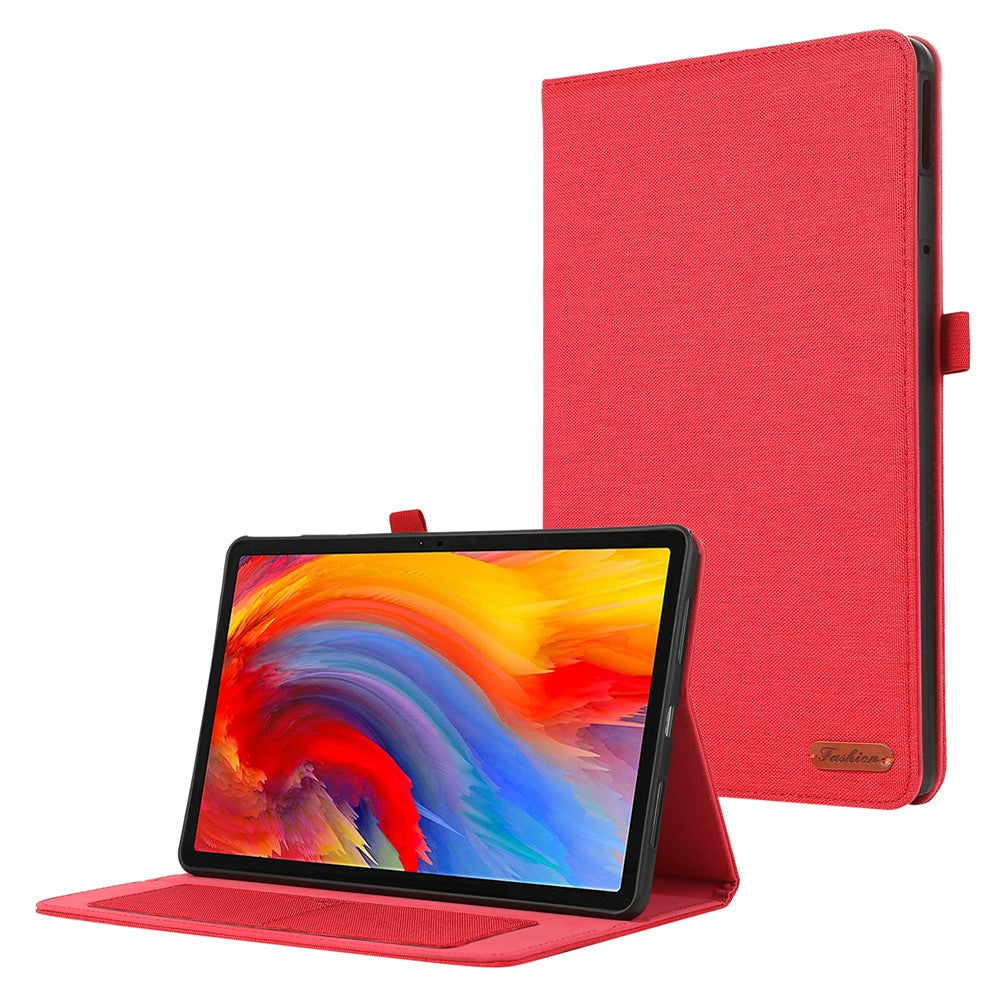 For Lenovo Tab M11 / Xiaoxin Pad 11 2024 Case PU Leather Card Holder Tablet Stand Cover - Red
