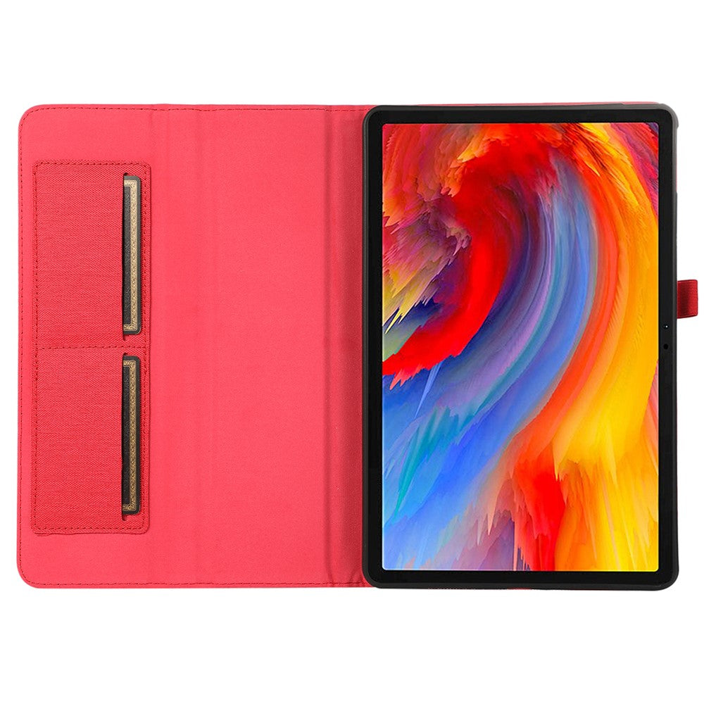 For Lenovo Tab M11 / Xiaoxin Pad 11 2024 Case PU Leather Card Holder Tablet Stand Cover - Red