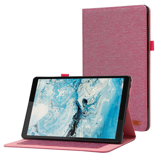 For Lenovo Tab M10 Plus (3rd Gen) Tablet Case Cloth Texture Card Holder Leather Cover - Pink