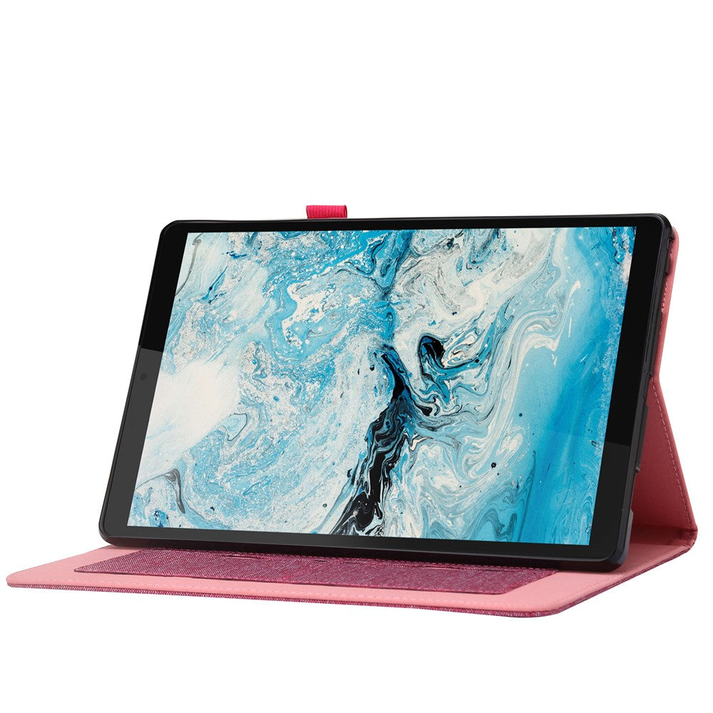 For Lenovo Tab M10 Plus (3rd Gen) Tablet Case Cloth Texture Card Holder Leather Cover - Pink