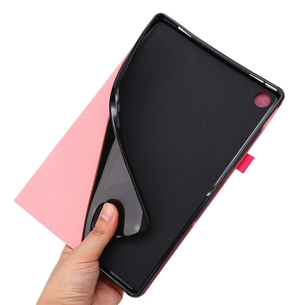 For Lenovo Tab M10 Plus (3rd Gen) Tablet Case Cloth Texture Card Holder Leather Cover - Pink