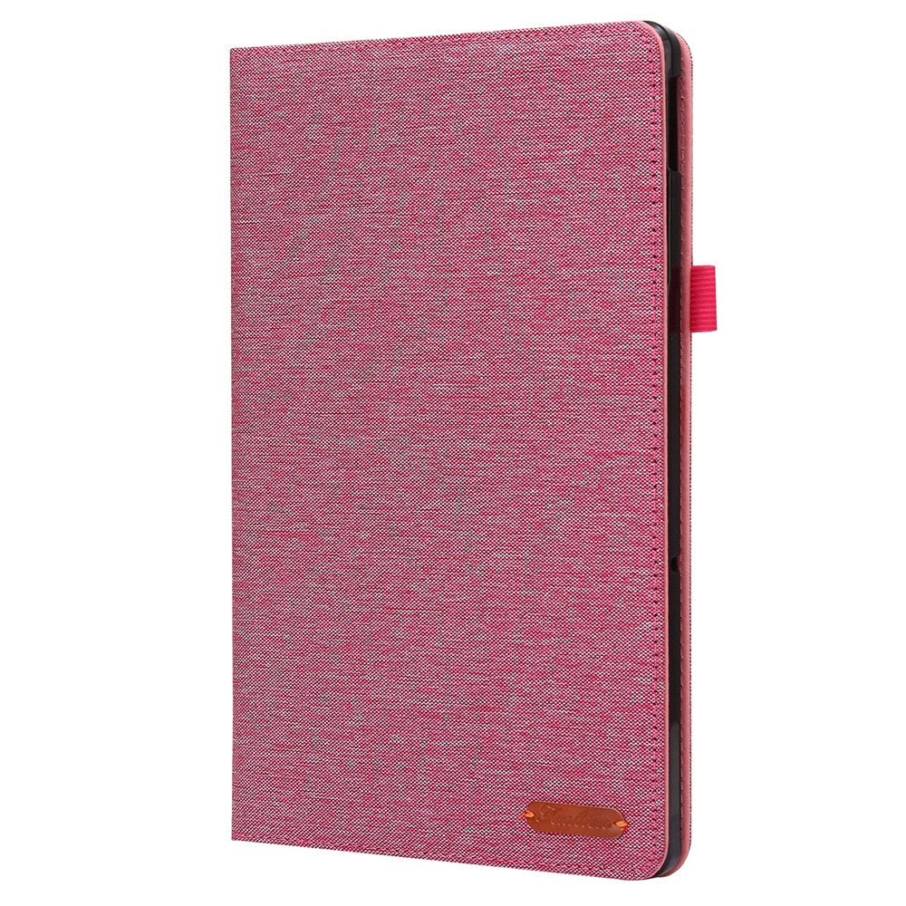 For Lenovo Tab M10 Plus (3rd Gen) Tablet Case Cloth Texture Card Holder Leather Cover - Pink