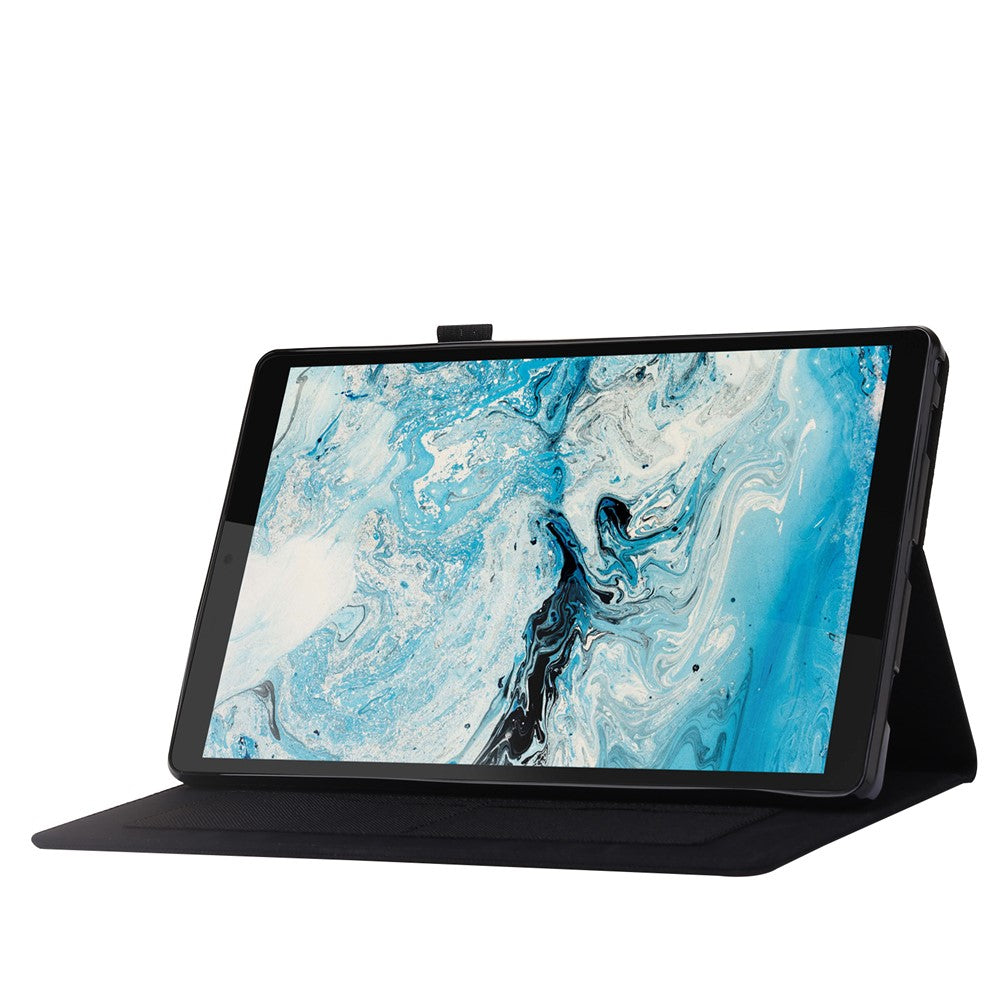 For Lenovo Tab M10 Plus (3rd Gen) Tablet Case Cloth Texture Card Holder Leather Cover - Black