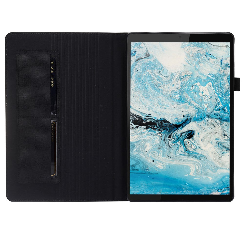 For Lenovo Tab M10 Plus (3rd Gen) Tablet Case Cloth Texture Card Holder Leather Cover - Black