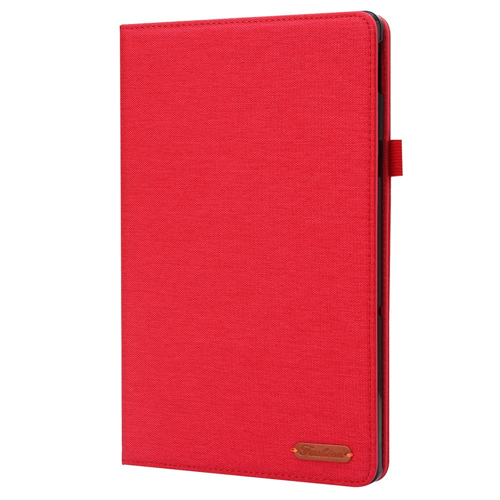 For Lenovo Tab M10 Plus (3rd Gen) Tablet Case Cloth Texture Card Holder Leather Cover - Red