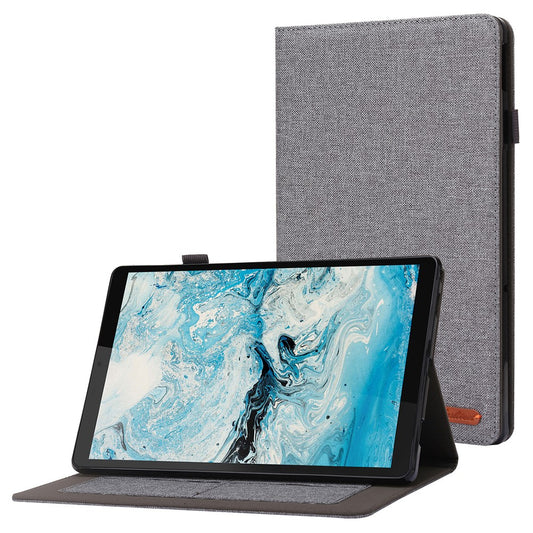 For Lenovo Tab M10 Plus (3rd Gen) Tablet Case Cloth Texture Card Holder Leather Cover - Grey