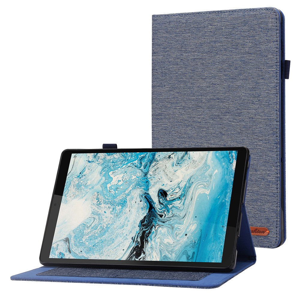 For Lenovo Tab M10 Plus (3rd Gen) Tablet Case Cloth Texture Card Holder Leather Cover - Blue