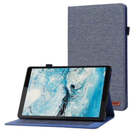For Lenovo Tab M10 Plus (3rd Gen) Tablet Case Cloth Texture Card Holder Leather Cover - Blue
