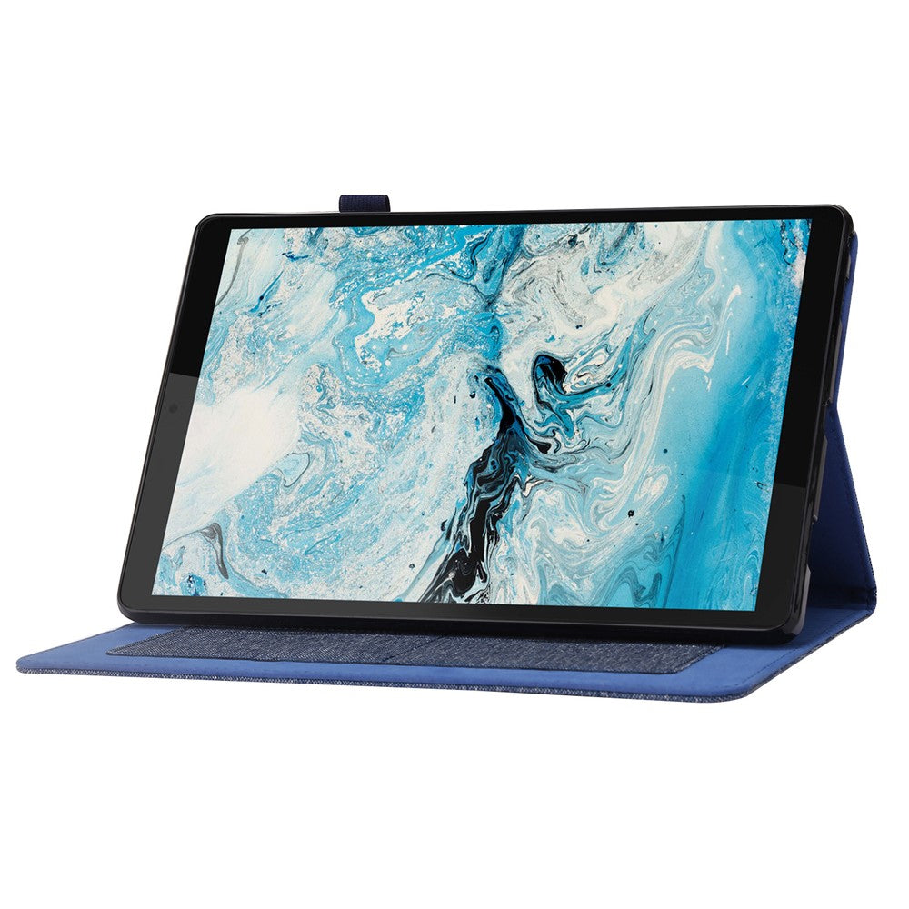 For Lenovo Tab M10 Plus (3rd Gen) Tablet Case Cloth Texture Card Holder Leather Cover - Blue