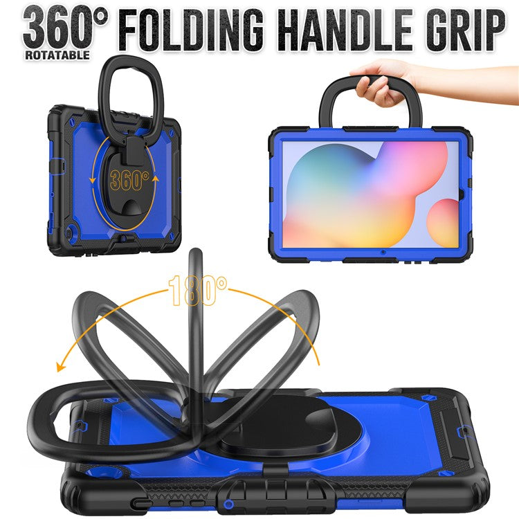 For Samsung Galaxy Tab S6 Lite (2024) / S6 Lite (2022) / S6 Lite (2020) P610 P615 P613 P619 Case Tablet Kickstand Cover - Black+Dark Blue PC