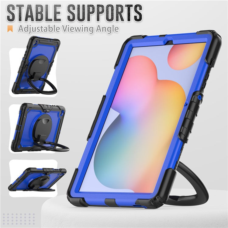 For Samsung Galaxy Tab S6 Lite (2024) / S6 Lite (2022) / S6 Lite (2020) P610 P615 P613 P619 Case Tablet Kickstand Cover - Black+Dark Blue PC