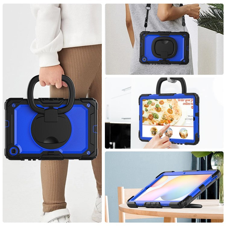 For Samsung Galaxy Tab S6 Lite (2024) / S6 Lite (2022) / S6 Lite (2020) P610 P615 P613 P619 Case Tablet Kickstand Cover - Black+Dark Blue PC