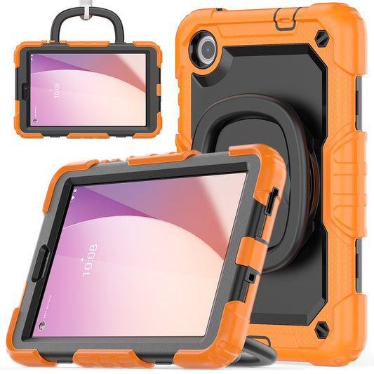 For Lenovo Tab M8 (4th Gen) 2024 TB-301XU / M8 (4th Gen) 2023 TB-300FU Case Rotary Kickstand Tablet Cover with Shoulder Strap - Orange