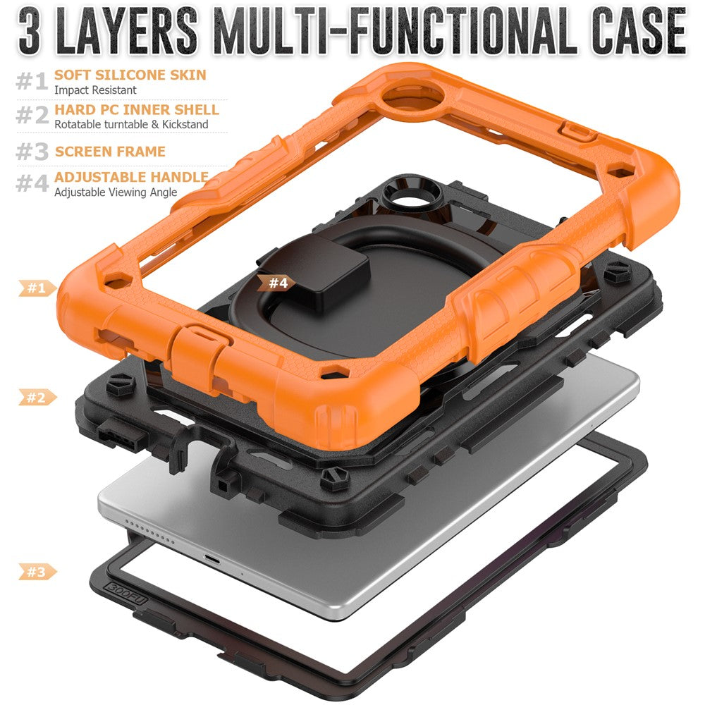 For Lenovo Tab M8 (4th Gen) 2024 TB-301XU / M8 (4th Gen) 2023 TB-300FU Case Rotary Kickstand Tablet Cover with Shoulder Strap - Orange