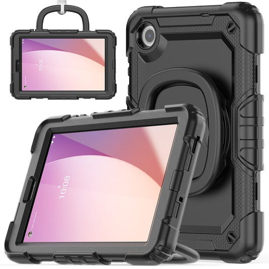 For Lenovo Tab M8 (4th Gen) 2024 TB-301XU / M8 (4th Gen) 2023 TB-300FU Case Rotary Kickstand Tablet Cover with Shoulder Strap - Black