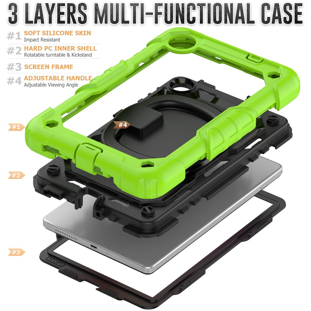 For Lenovo Tab M8 (4th Gen) 2024 TB-301XU / M8 (4th Gen) 2023 TB-300FU Case Rotary Kickstand Tablet Cover with Shoulder Strap - Yellowgreen