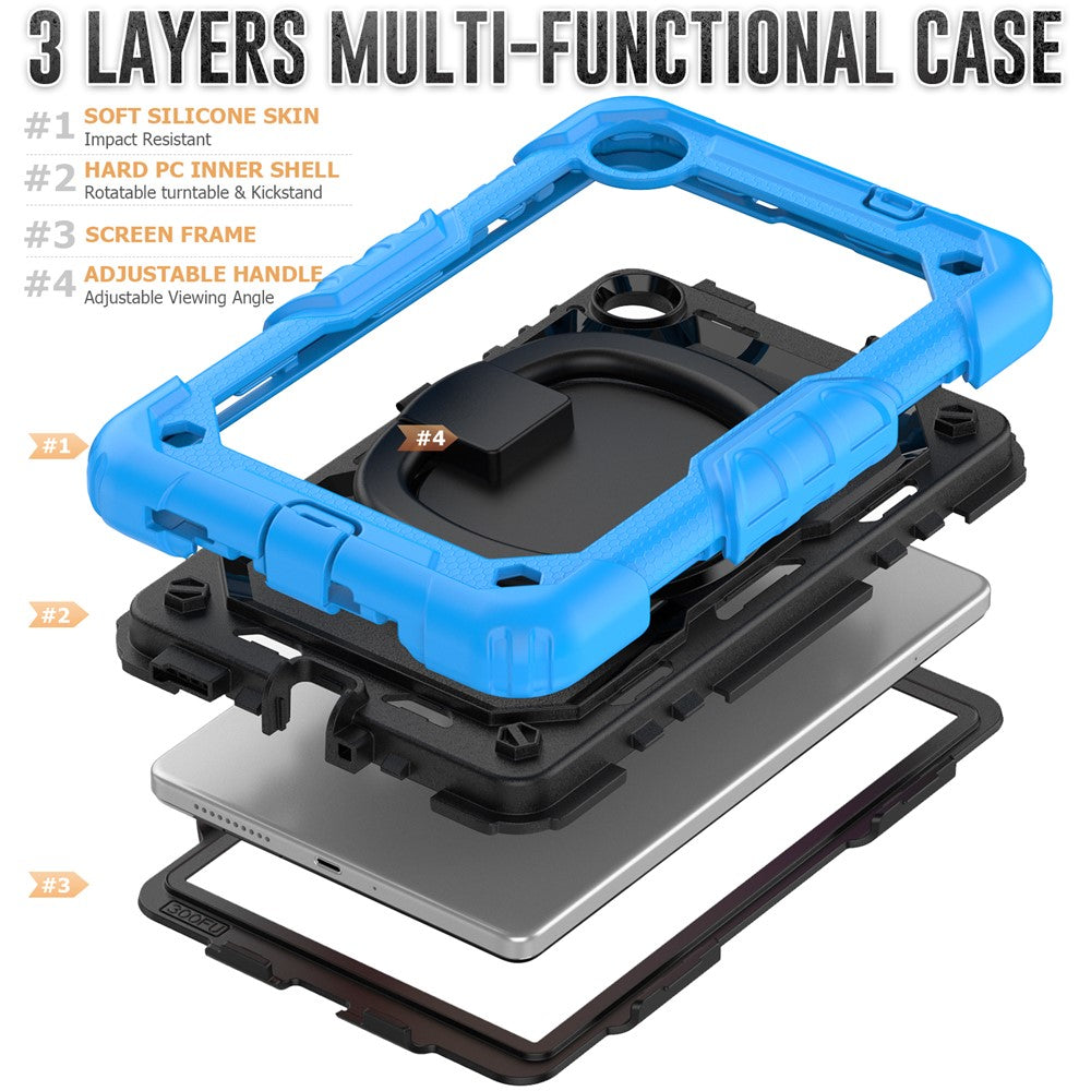 For Lenovo Tab M8 (4th Gen) 2024 TB-301XU / M8 (4th Gen) 2023 TB-300FU Case Rotary Kickstand Tablet Cover with Shoulder Strap - Baby Blue