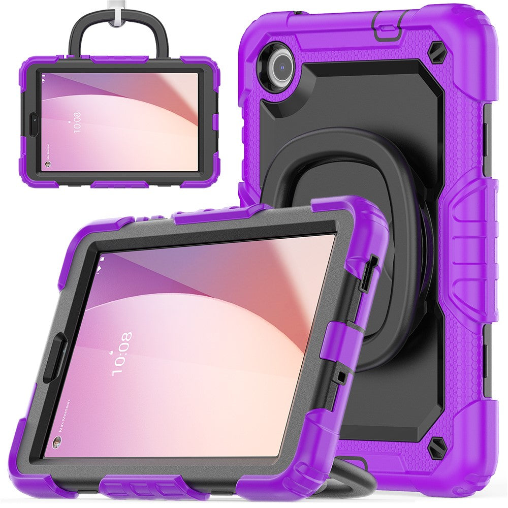 For Lenovo Tab M8 (4th Gen) 2024 TB-301XU / M8 (4th Gen) 2023 TB-300FU Case Rotary Kickstand Tablet Cover with Shoulder Strap - Purple