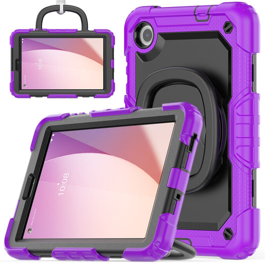 For Lenovo Tab M8 (4th Gen) 2024 TB-301XU / M8 (4th Gen) 2023 TB-300FU Case Rotary Kickstand Tablet Cover with Shoulder Strap - Purple