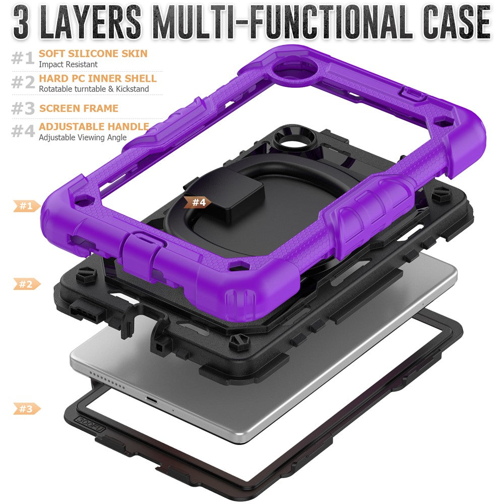 For Lenovo Tab M8 (4th Gen) 2024 TB-301XU / M8 (4th Gen) 2023 TB-300FU Case Rotary Kickstand Tablet Cover with Shoulder Strap - Purple