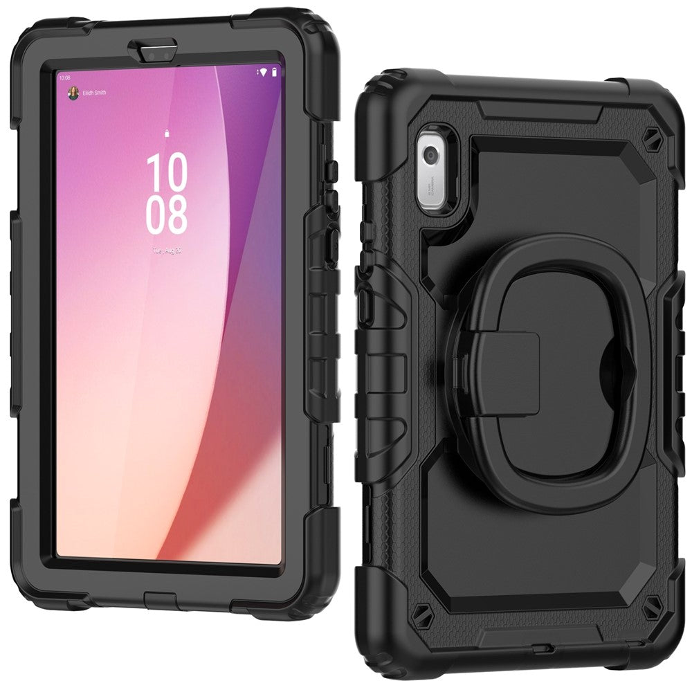 For Lenovo Tab M9 / Lenovo K9 TB310 Kickstand Case PC+Silicone Tablet Cover with Shoulder Strap - Black