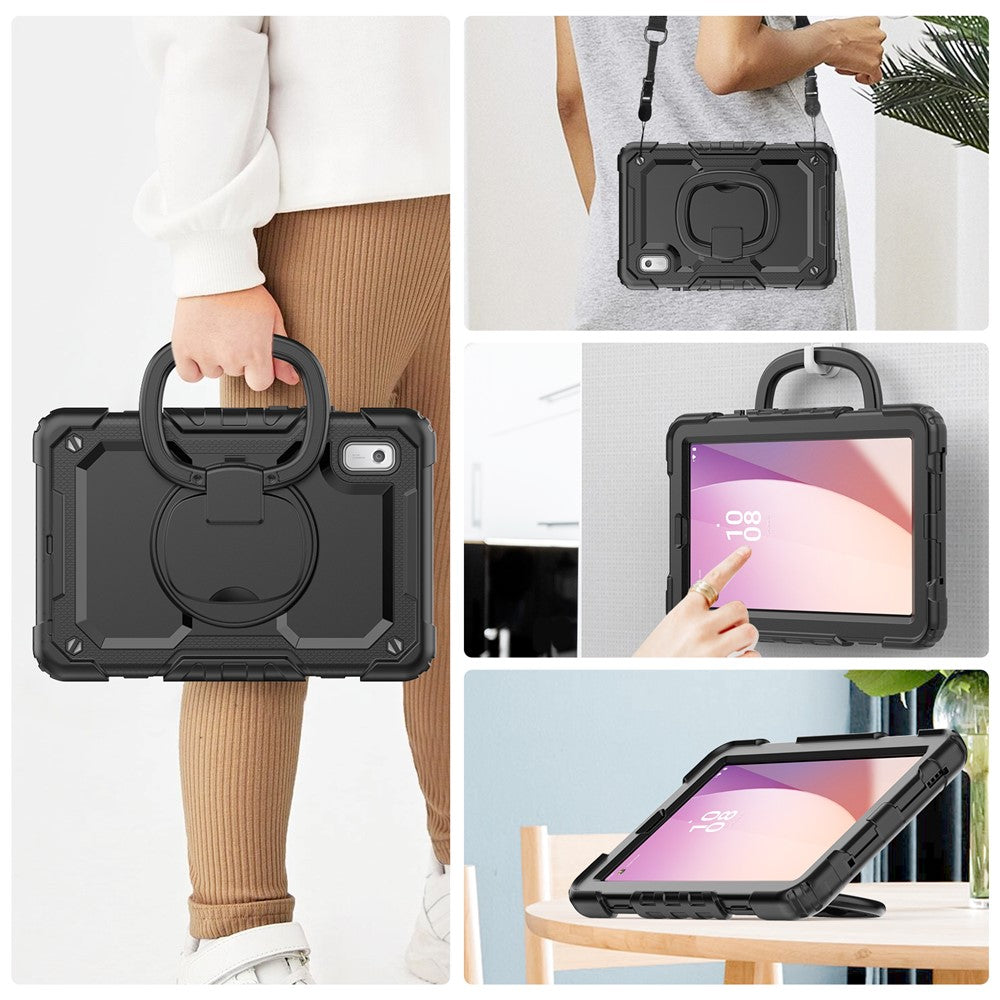 For Lenovo Tab M9 / Lenovo K9 TB310 Kickstand Case PC+Silicone Tablet Cover with Shoulder Strap - Black
