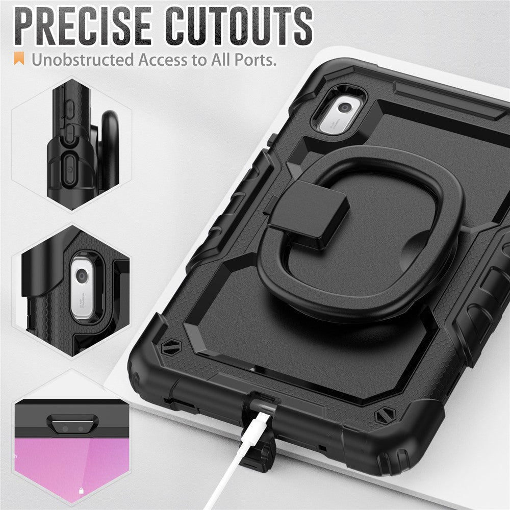 For Lenovo Tab M9 / Lenovo K9 TB310 Kickstand Case PC+Silicone Tablet Cover with Shoulder Strap - Black