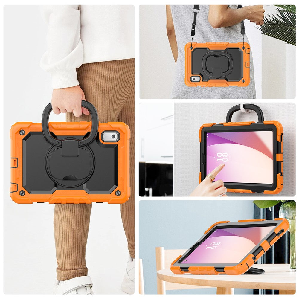 For Lenovo Tab M9 / Lenovo K9 TB310 Kickstand Case PC+Silicone Tablet Cover with Shoulder Strap - Orange