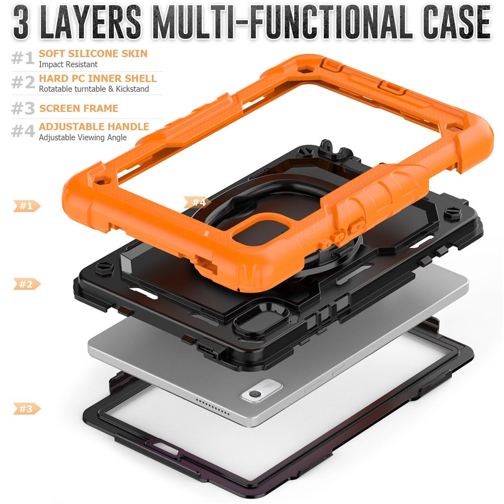 For Lenovo Tab M9 / Lenovo K9 TB310 Kickstand Case PC+Silicone Tablet Cover with Shoulder Strap - Orange