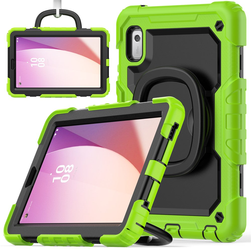 For Lenovo Tab M9 / Lenovo K9 TB310 Kickstand Case PC+Silicone Tablet Cover with Shoulder Strap - Yellowgreen