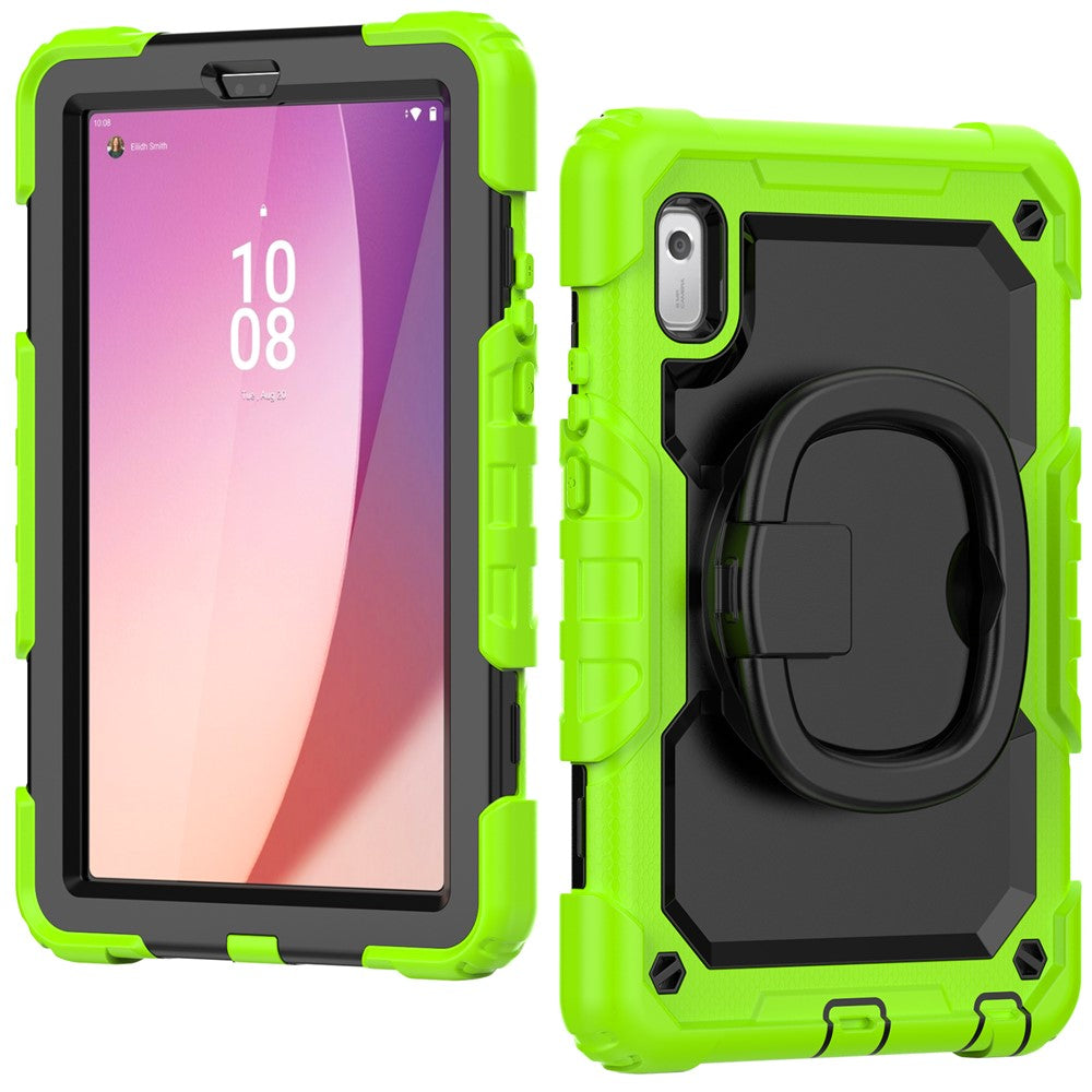 For Lenovo Tab M9 / Lenovo K9 TB310 Kickstand Case PC+Silicone Tablet Cover with Shoulder Strap - Yellowgreen