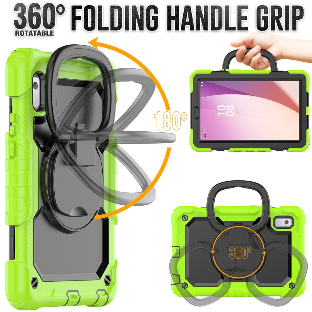 For Lenovo Tab M9 / Lenovo K9 TB310 Kickstand Case PC+Silicone Tablet Cover with Shoulder Strap - Yellowgreen