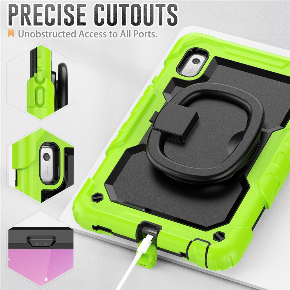 For Lenovo Tab M9 / Lenovo K9 TB310 Kickstand Case PC+Silicone Tablet Cover with Shoulder Strap - Yellowgreen