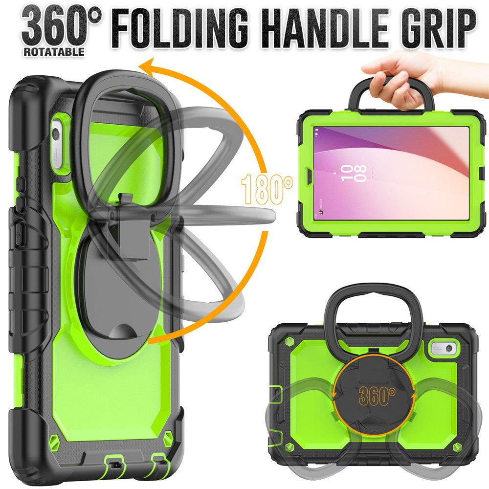 For Lenovo Tab M9 / Lenovo K9 TB310 Kickstand Case PC+Silicone Tablet Cover with Shoulder Strap - Black+Yellowgreen PC