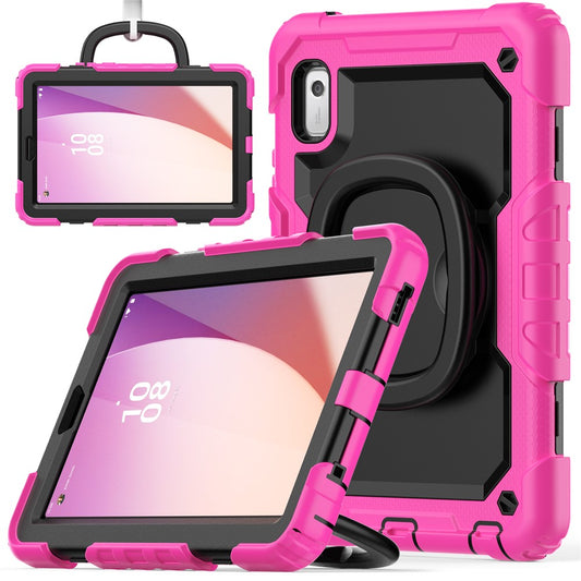For Lenovo Tab M9 / Lenovo K9 TB310 Kickstand Case PC+Silicone Tablet Cover with Shoulder Strap - Rose