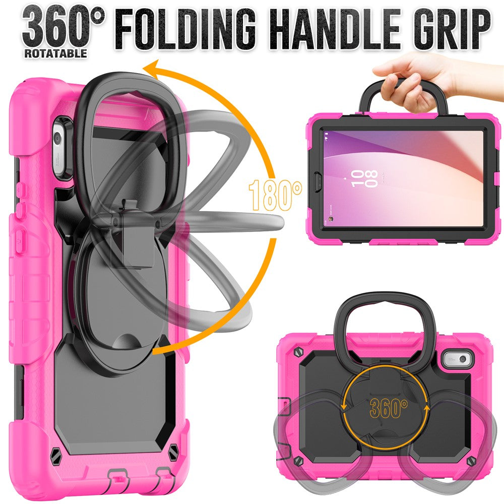 For Lenovo Tab M9 / Lenovo K9 TB310 Kickstand Case PC+Silicone Tablet Cover with Shoulder Strap - Rose