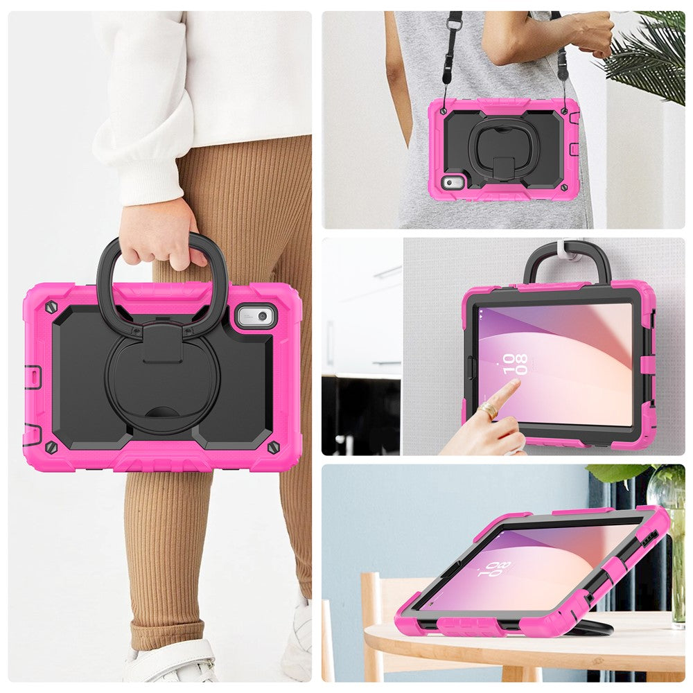 For Lenovo Tab M9 / Lenovo K9 TB310 Kickstand Case PC+Silicone Tablet Cover with Shoulder Strap - Rose