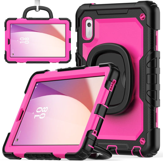 For Lenovo Tab M9 / Lenovo K9 TB310 Kickstand Case PC+Silicone Tablet Cover with Shoulder Strap - Black+Rose PC