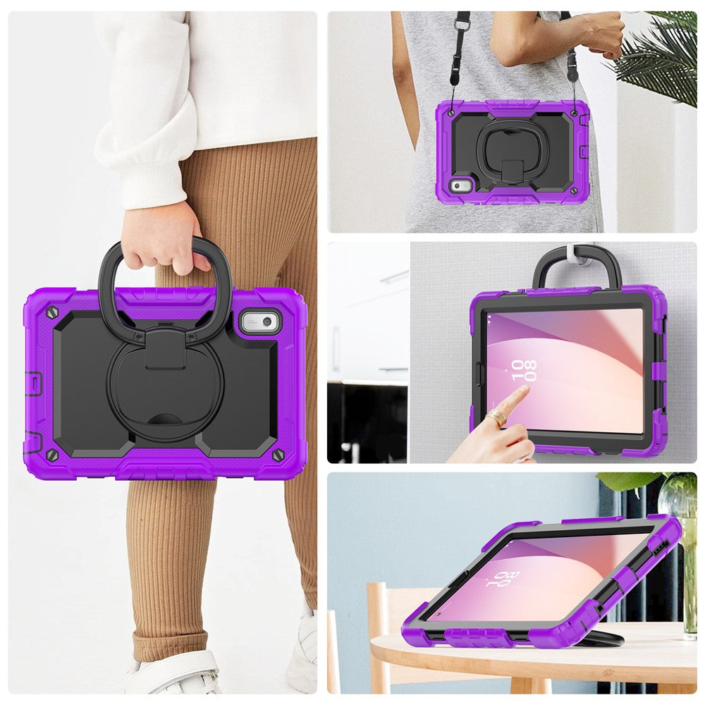 For Lenovo Tab M9 / Lenovo K9 TB310 Kickstand Case PC+Silicone Tablet Cover with Shoulder Strap - Purple