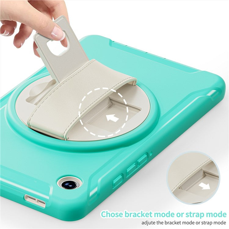 For Samsung Galaxy Tab A9 Rugged Case Hand Strap Kickstand Tablet Cover - Mint Green