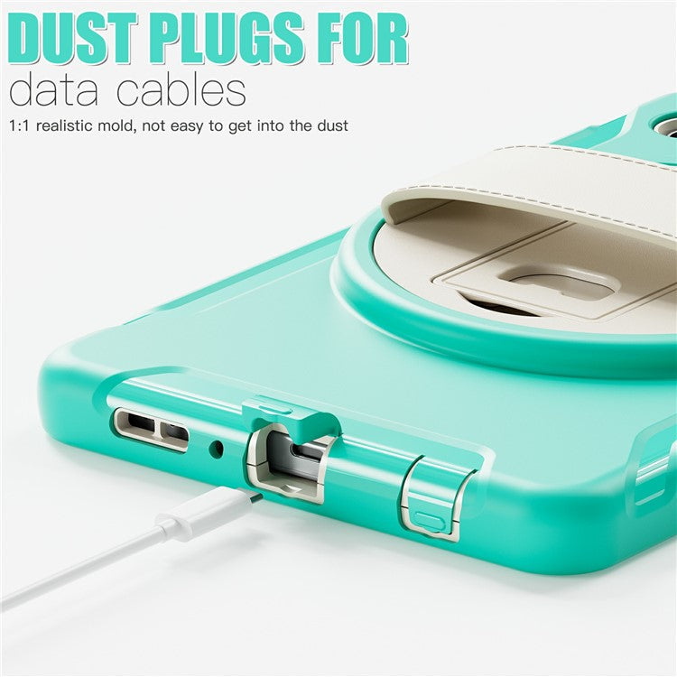 For Samsung Galaxy Tab A9 Rugged Case Hand Strap Kickstand Tablet Cover - Mint Green