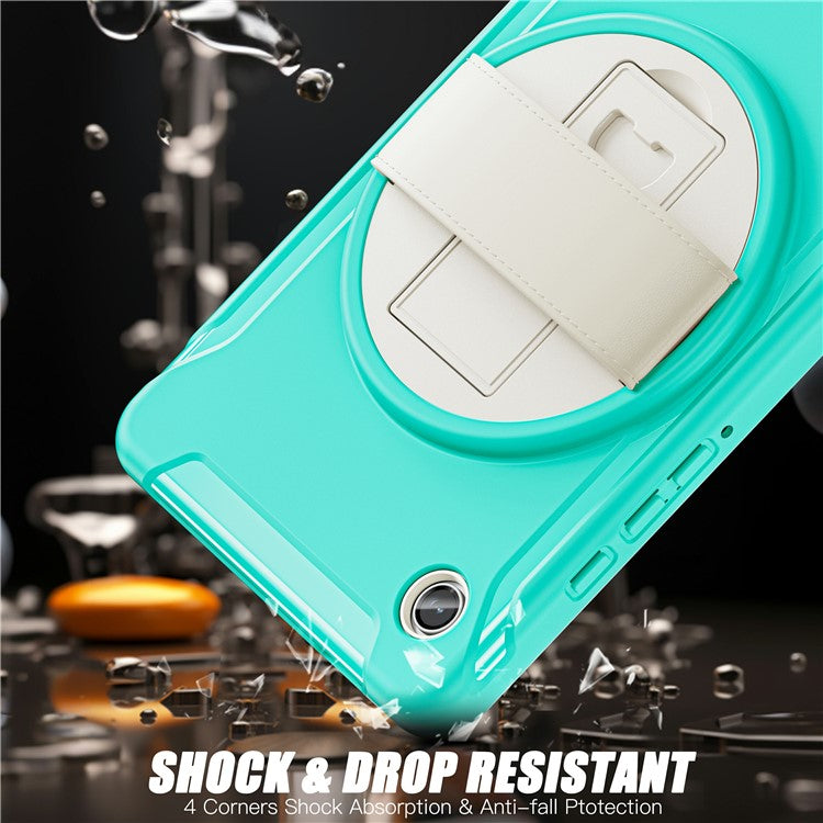 For Samsung Galaxy Tab A9 Rugged Case Hand Strap Kickstand Tablet Cover - Mint Green