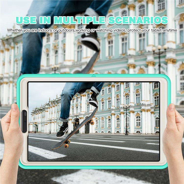 For Samsung Galaxy Tab A9 Rugged Case Hand Strap Kickstand Tablet Cover - Mint Green