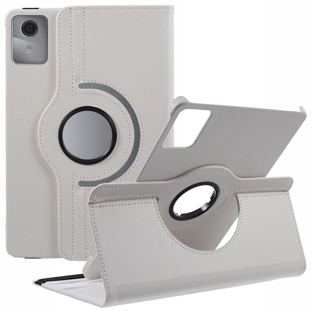 For Lenovo Tab M11 / Xiaoxin Pad 11 2024 Leather Case Rotating Stand Tablet Cover - White