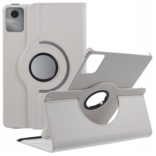For Lenovo Tab M11 / Xiaoxin Pad 11 2024 Leather Case Rotating Stand Tablet Cover - White