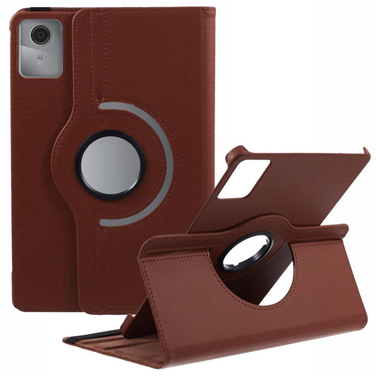 For Lenovo Tab M11 / Xiaoxin Pad 11 2024 Leather Case Rotating Stand Tablet Cover - Brown