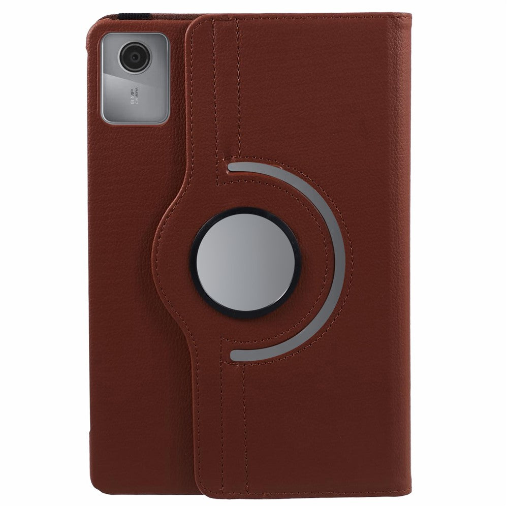 For Lenovo Tab M11 / Xiaoxin Pad 11 2024 Leather Case Rotating Stand Tablet Cover - Brown