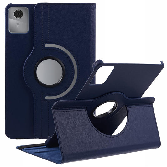 For Lenovo Tab M11 / Xiaoxin Pad 11 2024 Leather Case Rotating Stand Tablet Cover - Dark Blue